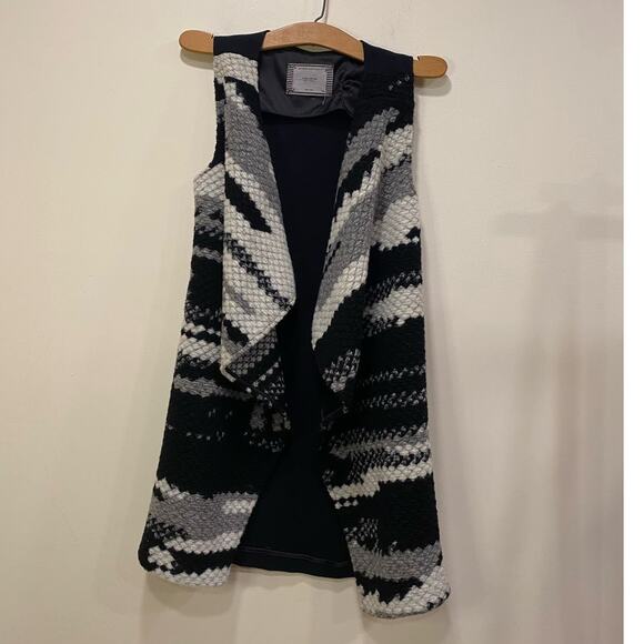 Black wool Blend Anthropologie Open Duster Vest Cardigan Guess Editor Small - Picture 2 of 8